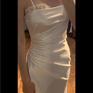 Satin wrap wedding dress
